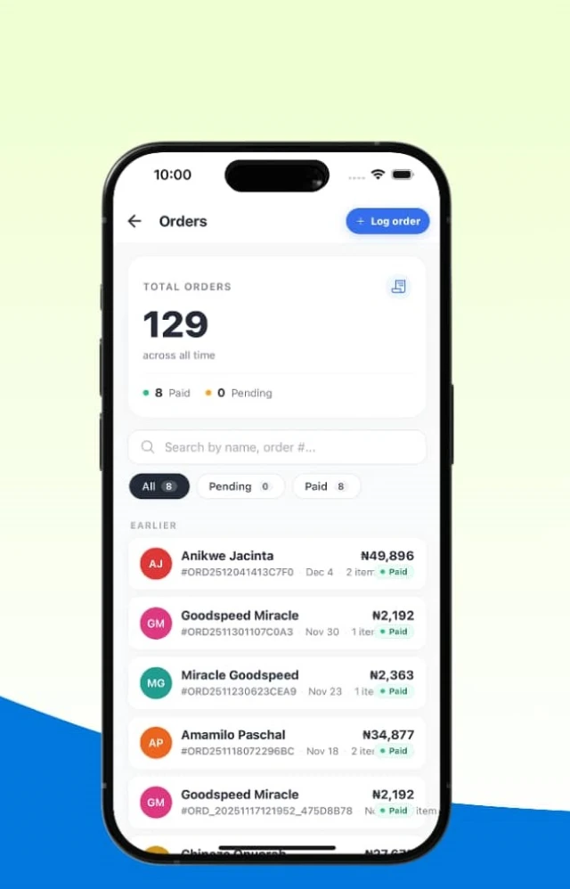 Orderly mobile vendor app — orders inbox